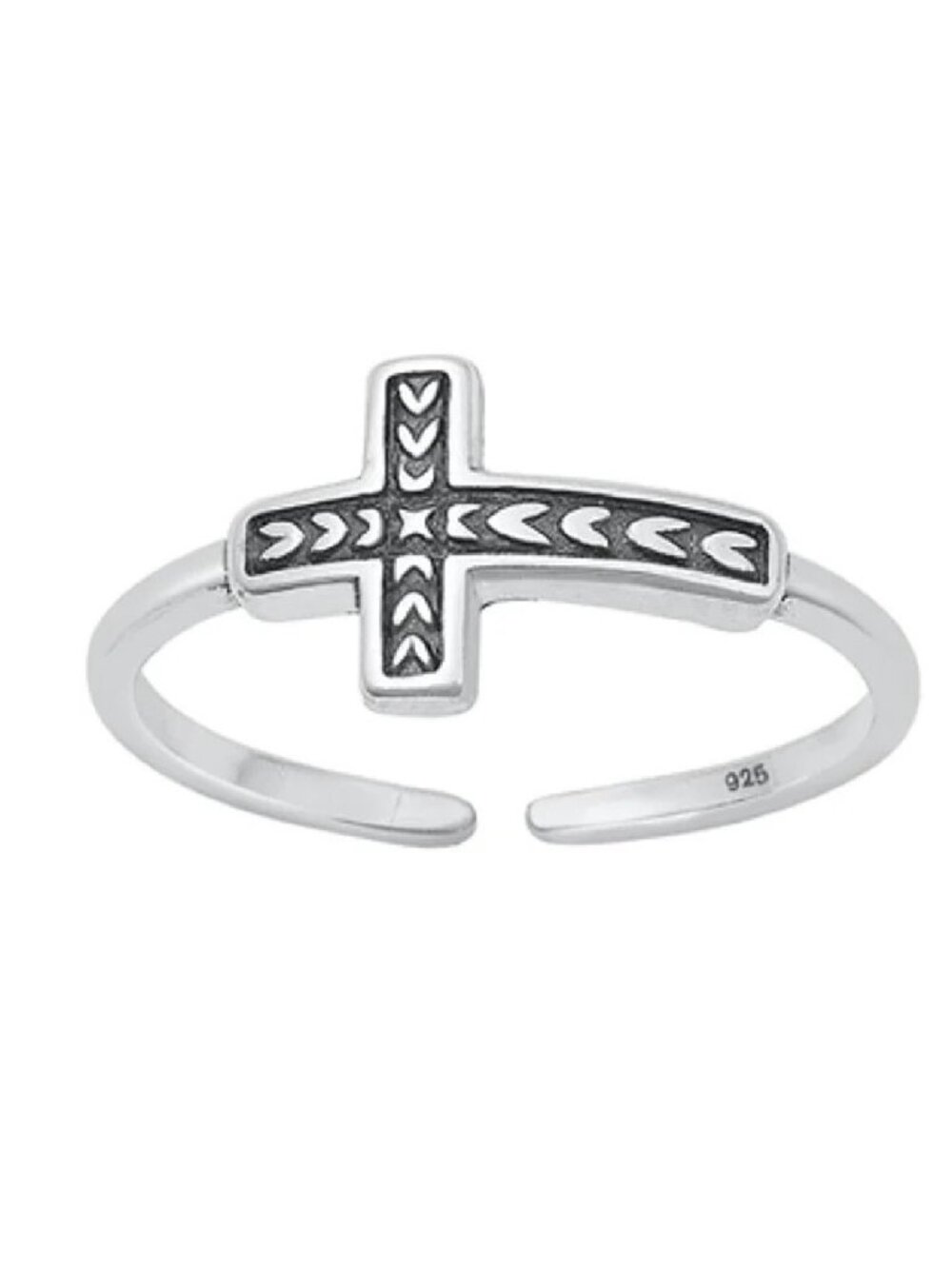NWT- Sterling Silver (925) Adjustable Toe Ring, Sideways Cross